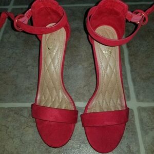 Chic Red Ankle Strap Heels